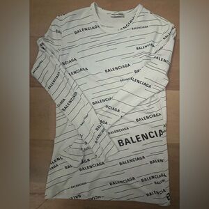 Balenciaga Cream Logo Print Long Sleeve